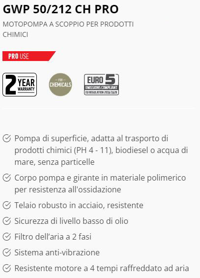 Motopompa prodotti chimici FF Group GWP 50-212 CH Pro